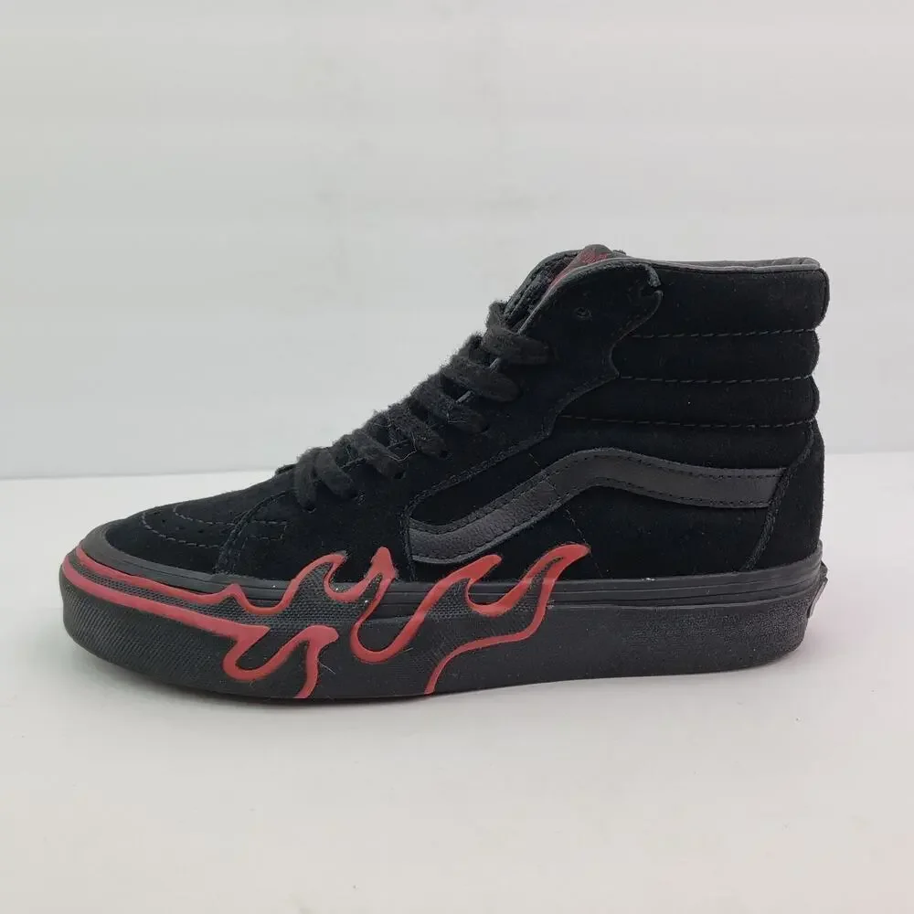 Vans Sk8 Hi Flame Womens Size 5 Mens Sz 3.5 Black Suede Sneaker Shoes